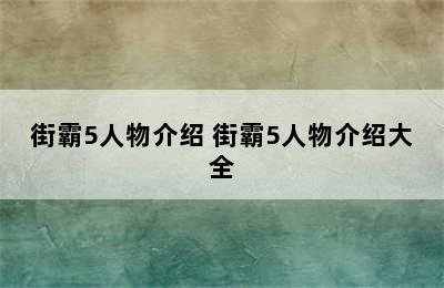 街霸5人物介绍 街霸5人物介绍大全